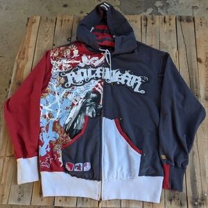 vintage Rocawear graffiti cut & sew hoodie jacket  men's Size XL